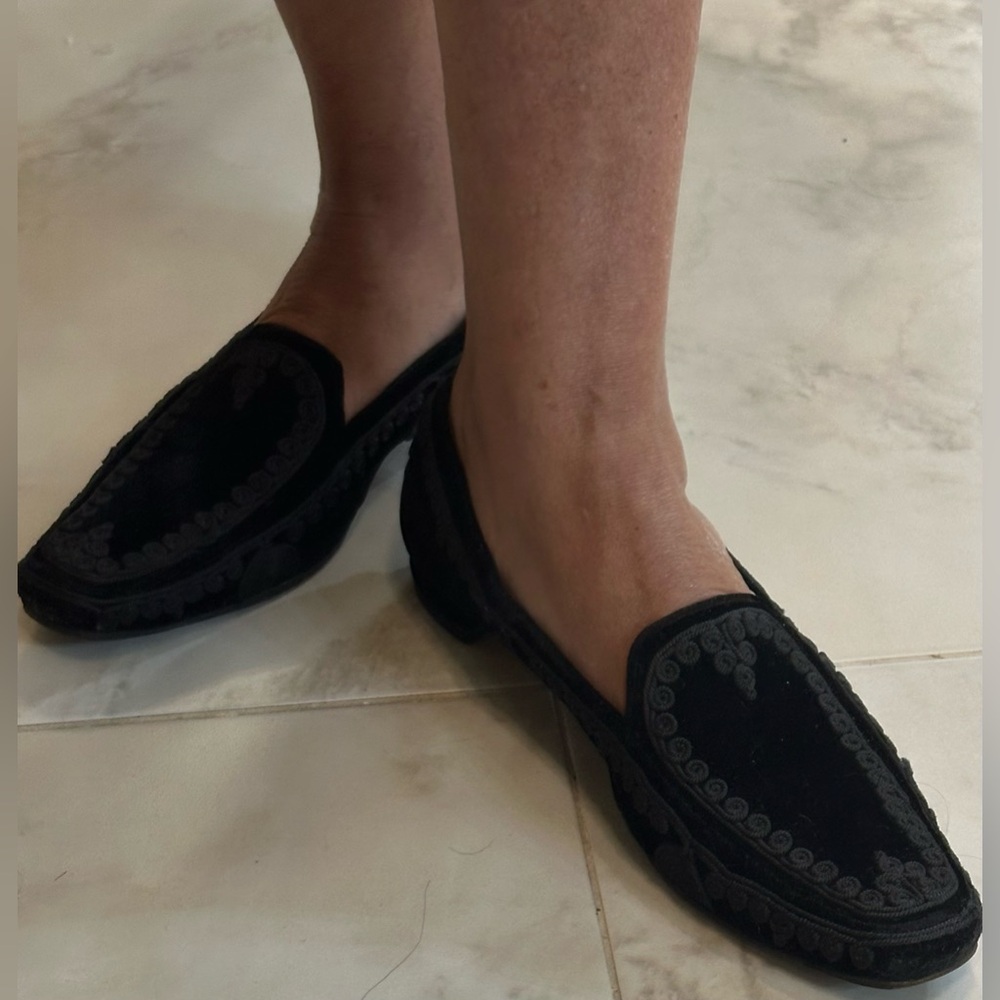 π₯Christian Louboutin Black Velvet Loafers Sz 38.5EU - Picture 12 of 13